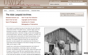 screenshot UWDC Aldo Leopold Archives homepage